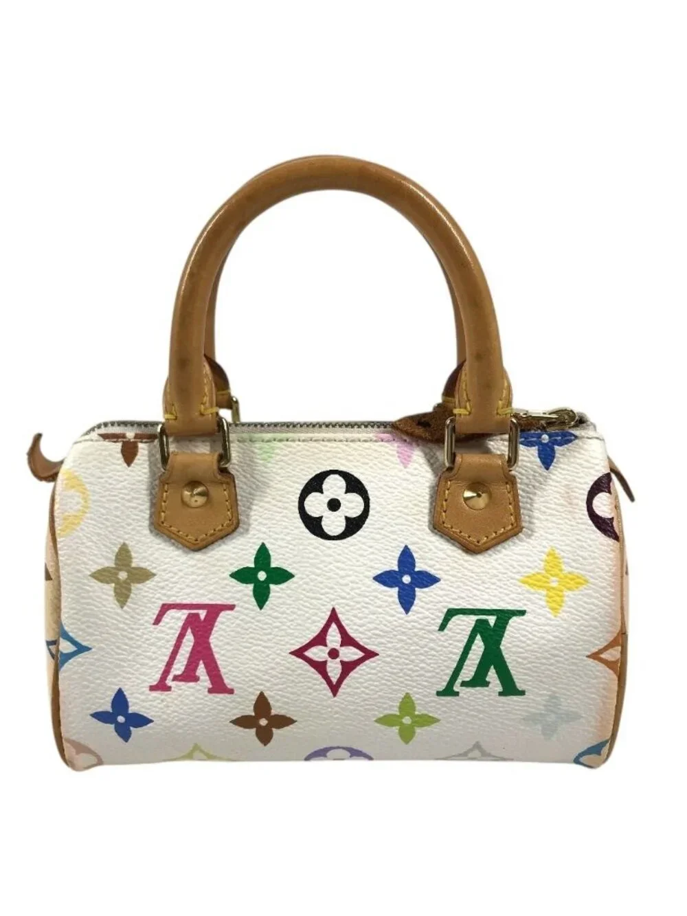 Louis Vuitton Handbag Mini Speedy Monogram Multicolor Canvas Blanc White